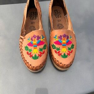 Brown Embroidered Women's Shoes